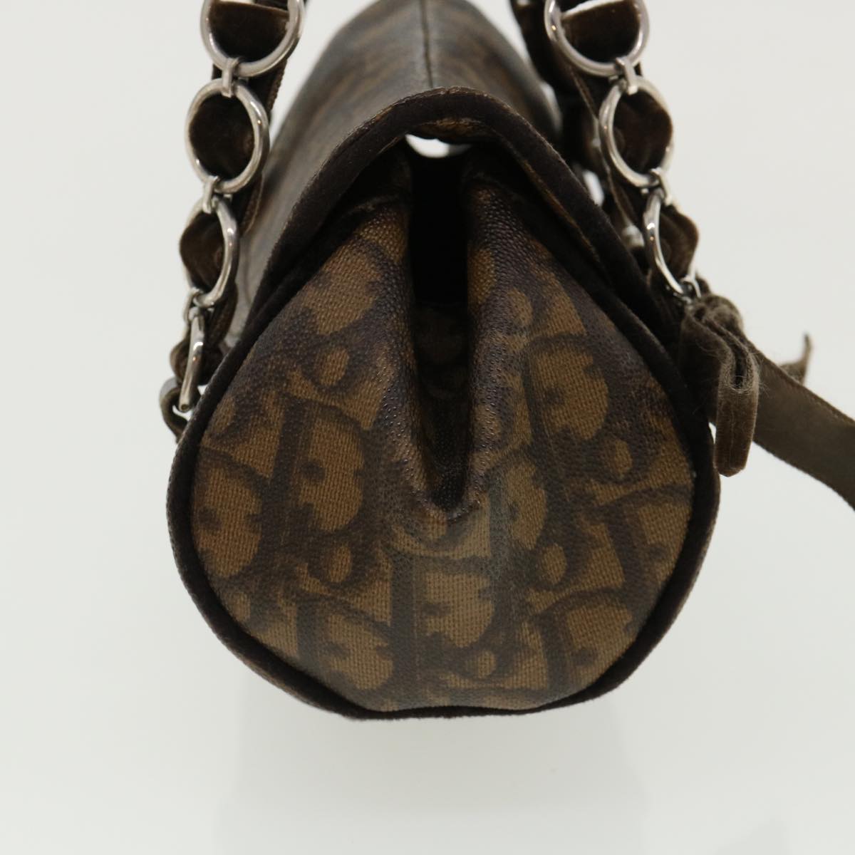 CHRISTIAN DIOR Trotter Canvas Hand Bag Brown Auth am3391