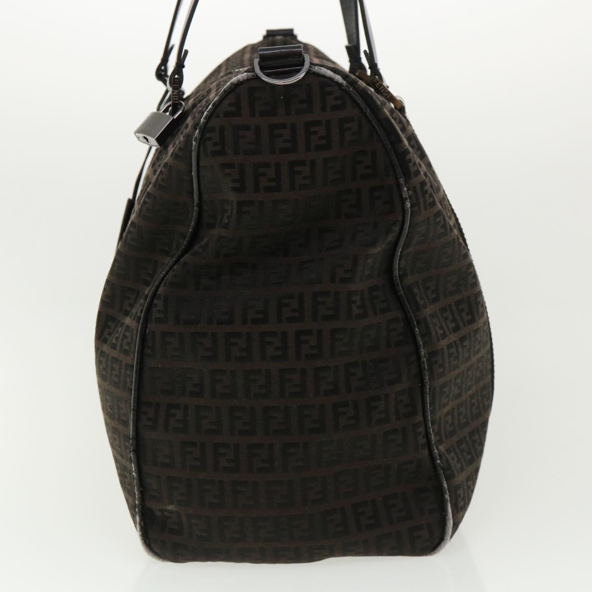 FENDI Zucchino Canvas Boston Bag Black Auth am3471