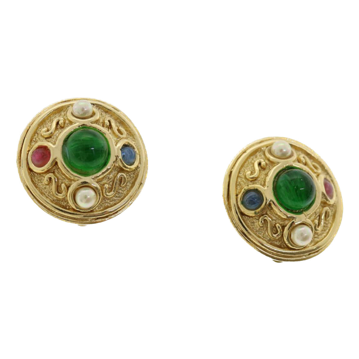 CHRISTIAN DIOR Christian Earring Metal Gold Auth Am3562