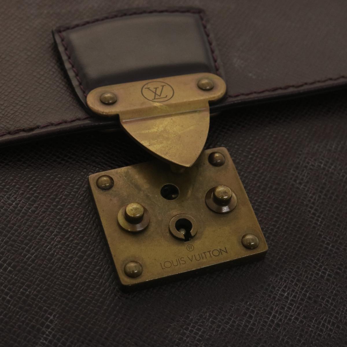 LOUIS VUITTON Taiga Serviette Kourad Business Bag Acajou M30076 LV Auth am3923