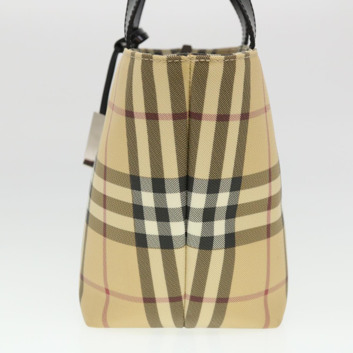 BURBERRY Nova Check Hand Bag Nylon Beige Auth am4079