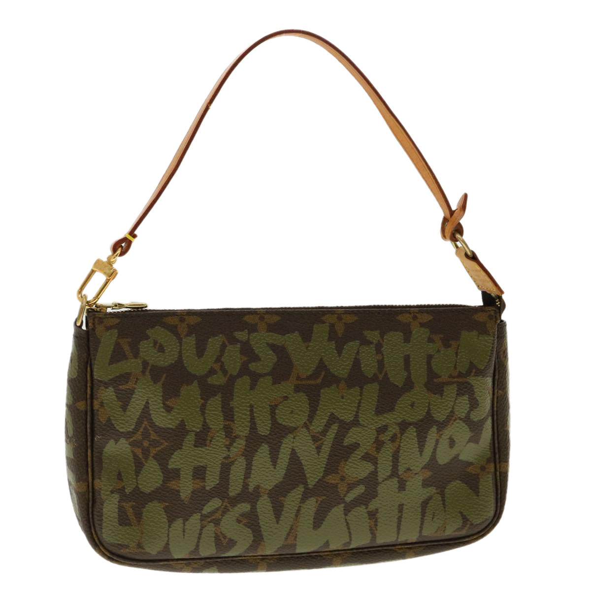 LOUIS VUITTON Monogram Graffiti Pochette Accessoires Khaki M92191 LV Auth am4267