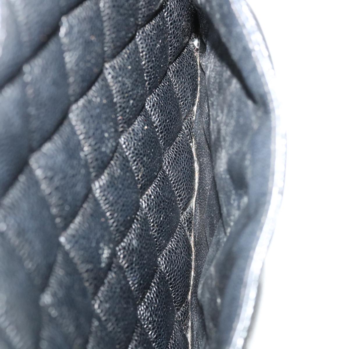 CHANEL Tote Bag Caviar Skin Black CC Auth am4270A