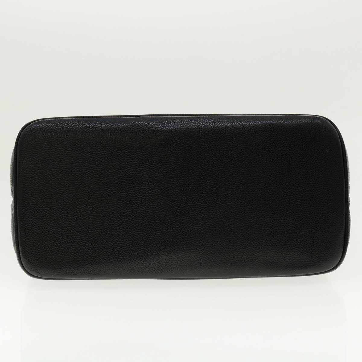 CHANEL Tote Bag Caviar Skin Black CC Auth am4270A