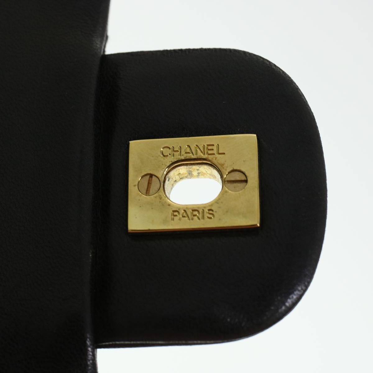 Top Quality Chanel Matelasse Turn Lock Chain Shoulder Bag Lamb Skin Black CC Auth am4540