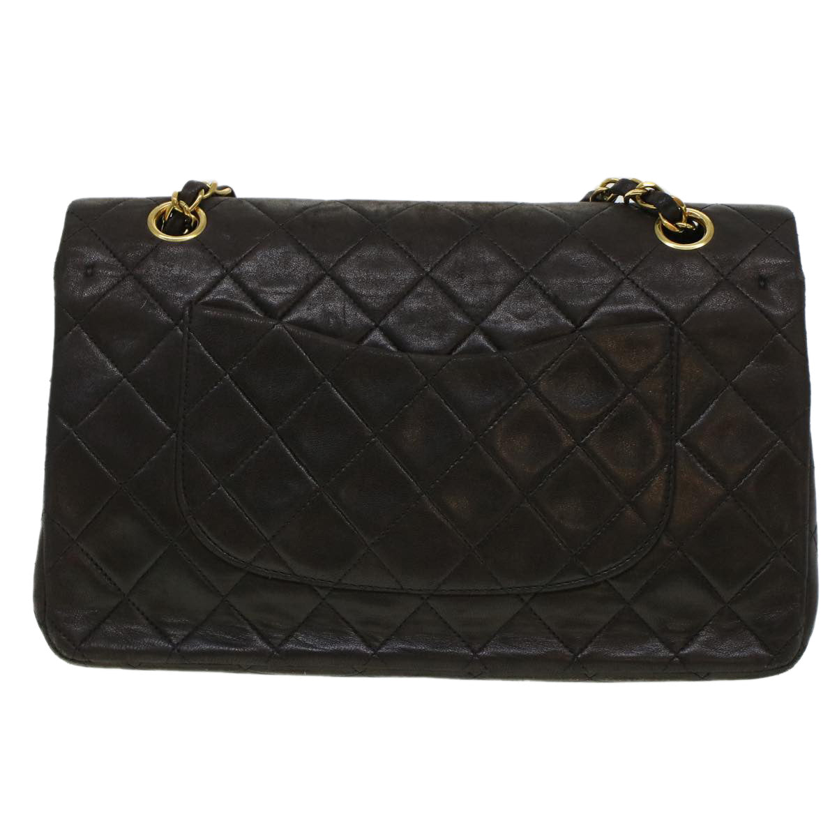 Top Quality Chanel Matelasse Turn Lock Chain Shoulder Bag Lamb Skin Black CC Auth am4540