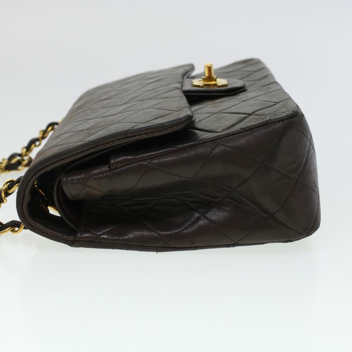 Top Quality Chanel Matelasse Turn Lock Chain Shoulder Bag Lamb Skin Black CC Auth am4540