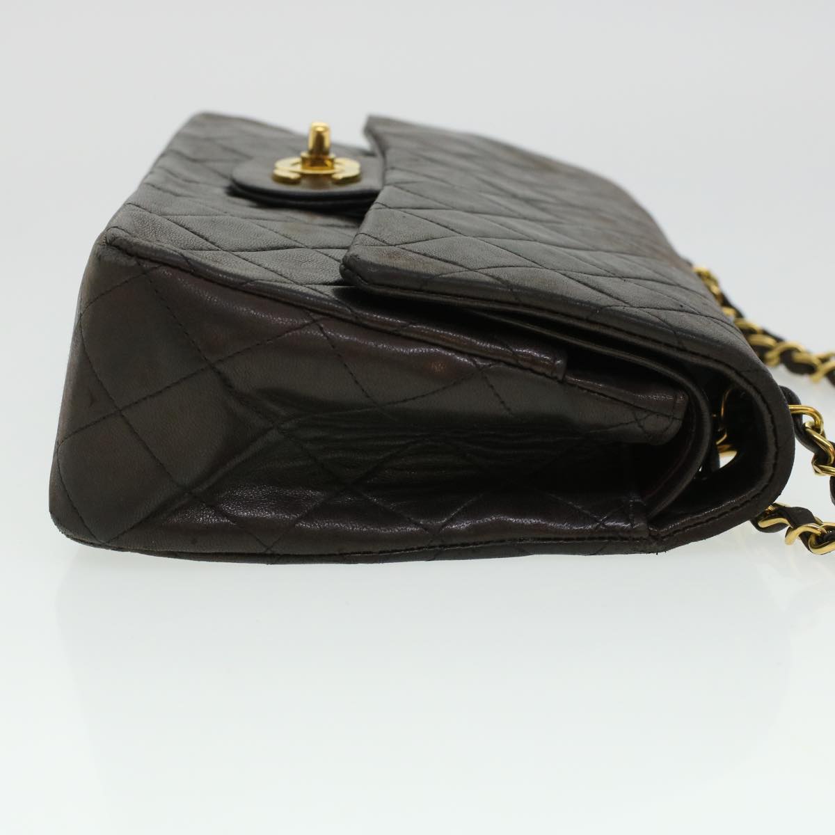 Top Quality Chanel Matelasse Turn Lock Chain Shoulder Bag Lamb Skin Black CC Auth am4540