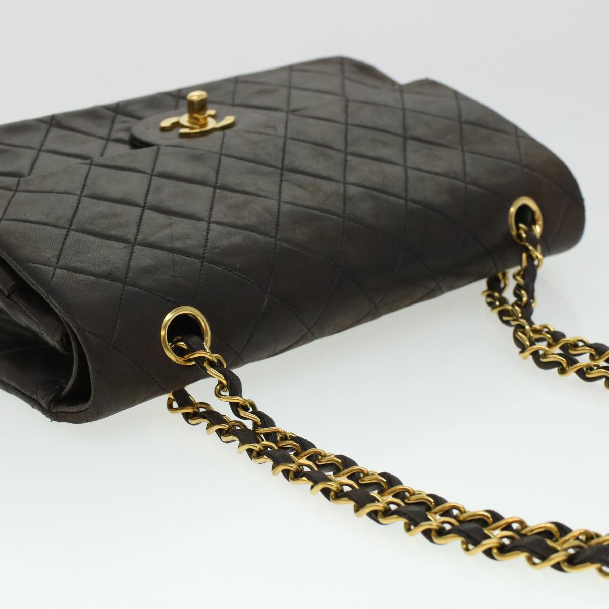 Top Quality Chanel Matelasse Turn Lock Chain Shoulder Bag Lamb Skin Black CC Auth am4540
