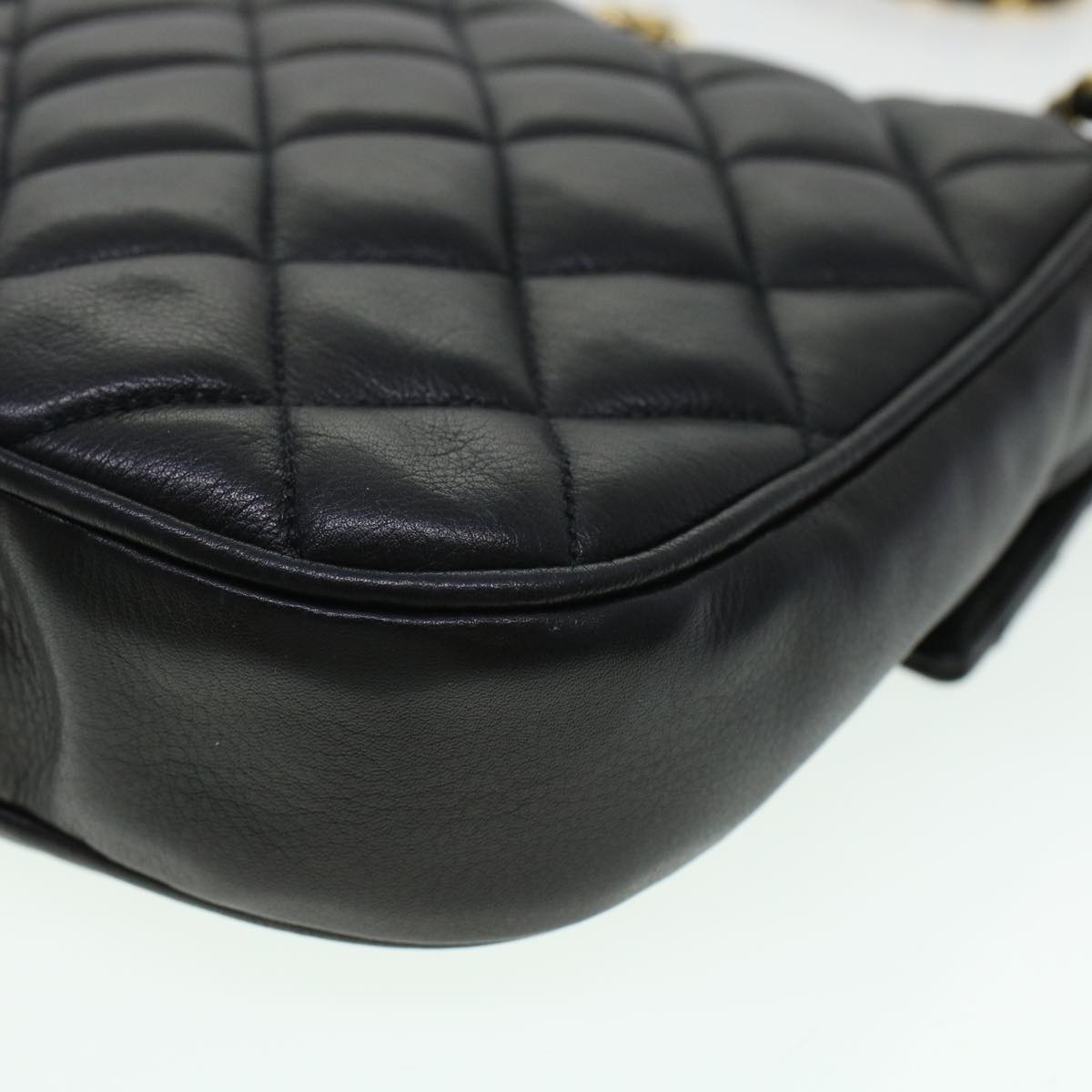 Top Quality Chanel Matelasse Turn Lock Chain Shoulder Bag Lamb Skin Black CC Auth am4542