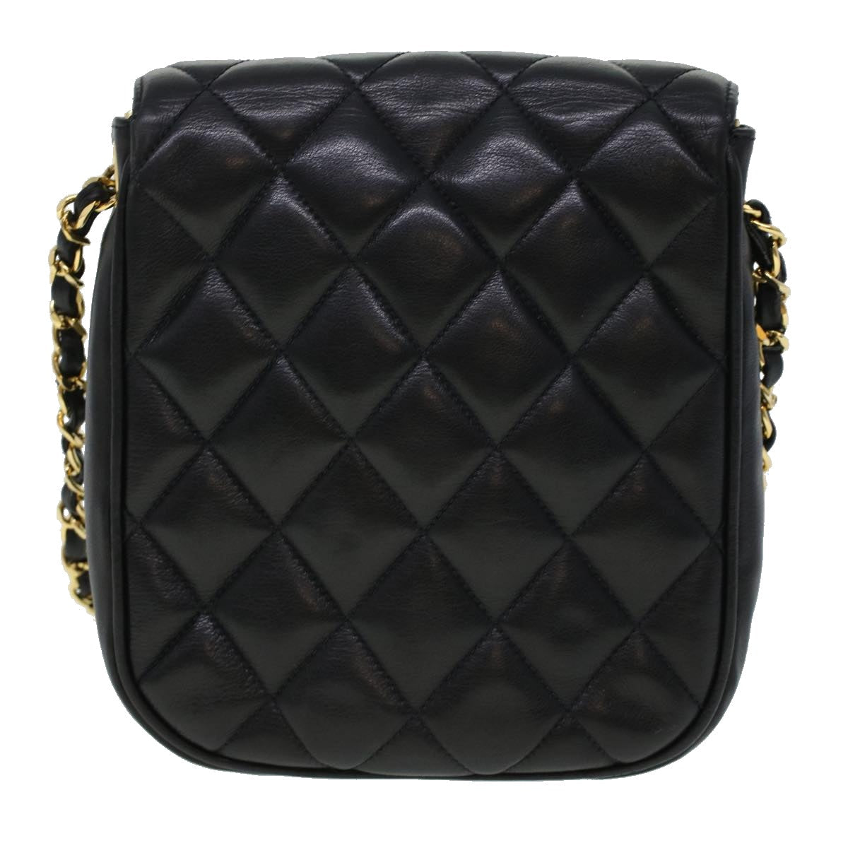 Top Quality Chanel Matelasse Turn Lock Chain Shoulder Bag Lamb Skin Black CC Auth am4542