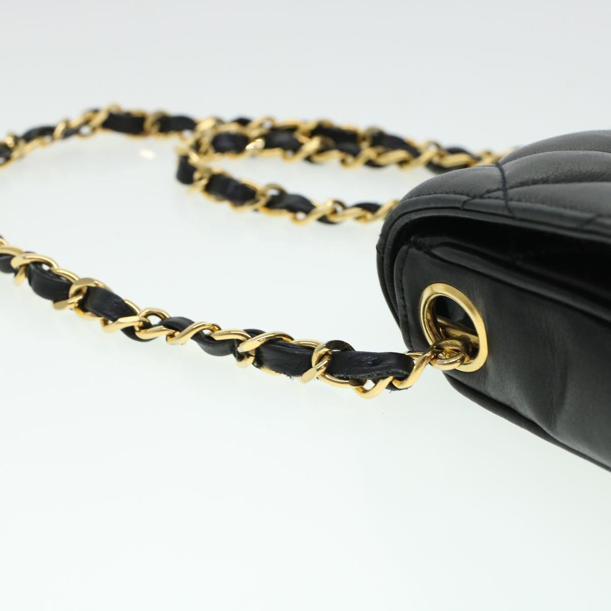 Top Quality Chanel Matelasse Turn Lock Chain Shoulder Bag Lamb Skin Black CC Auth am4542