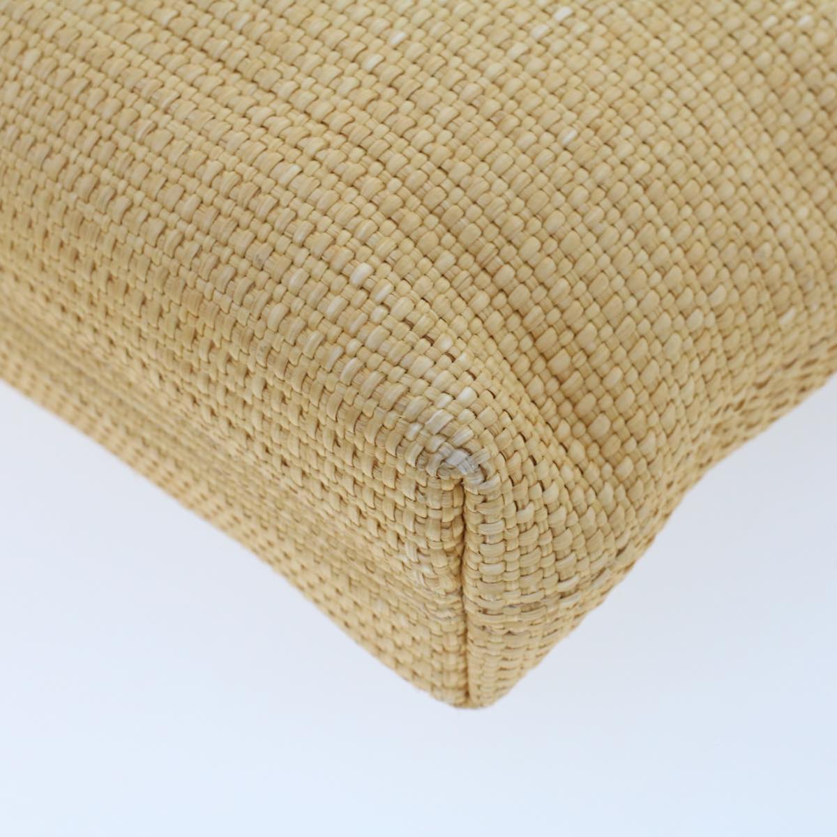 CHANEL Tote Bag Straw Beige CC Auth am4543