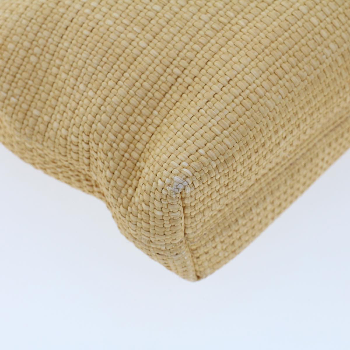 CHANEL Tote Bag Straw Beige CC Auth am4543