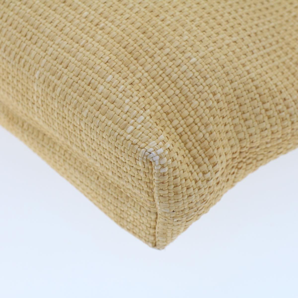 CHANEL Tote Bag Straw Beige CC Auth am4543