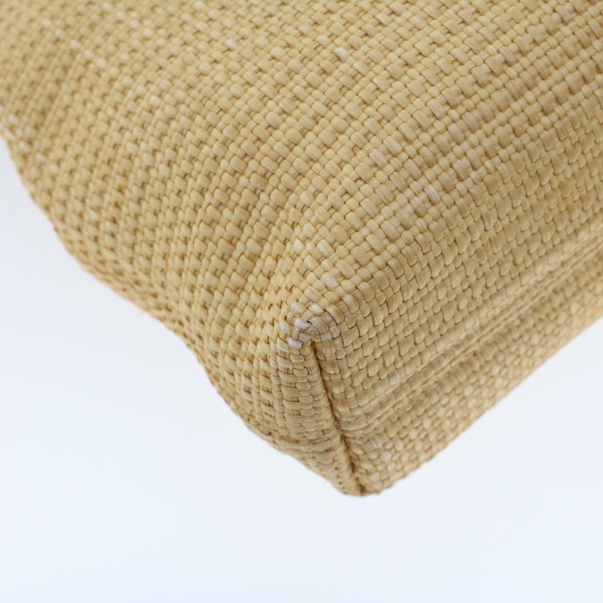 CHANEL Tote Bag Straw Beige CC Auth am4543