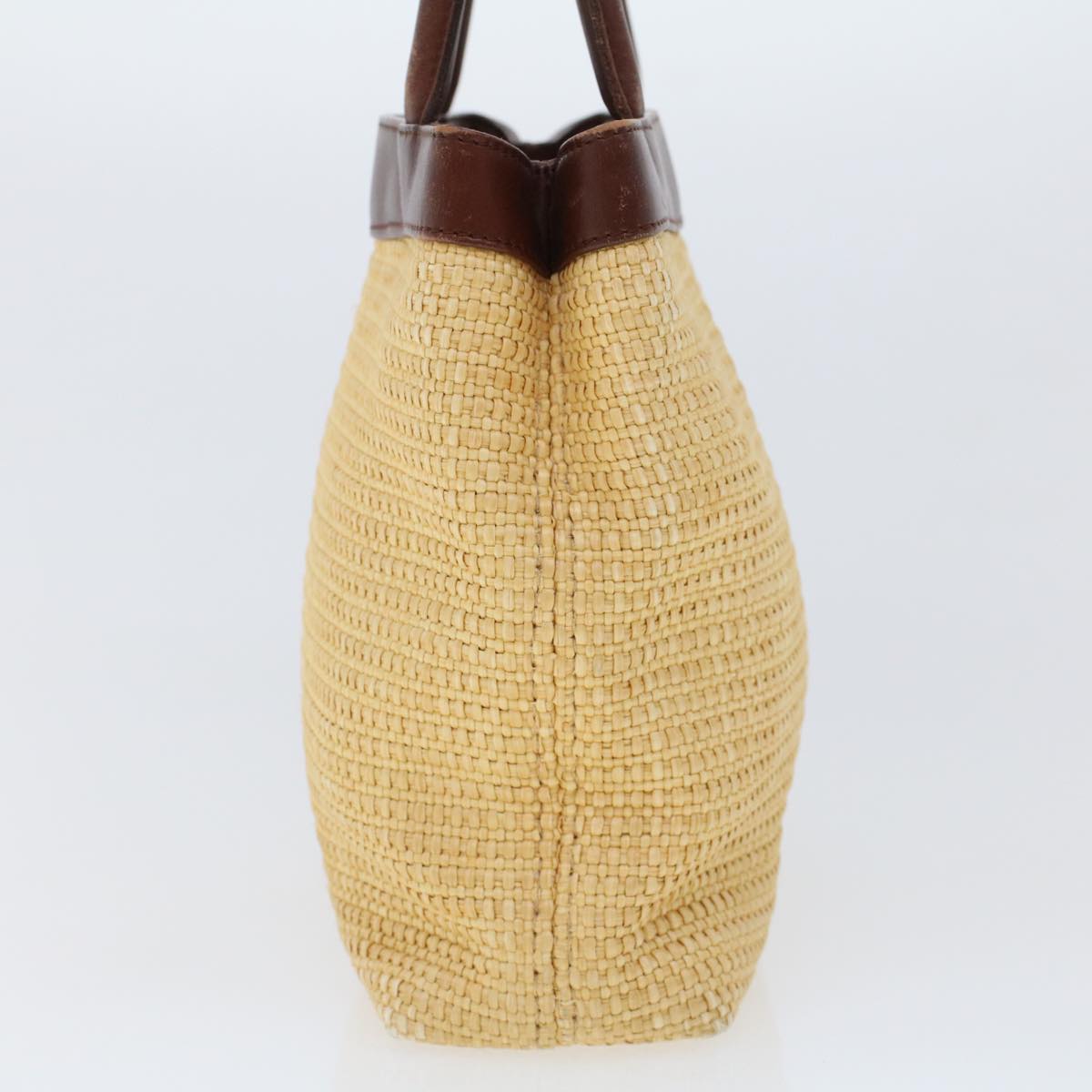 CHANEL Tote Bag Straw Beige CC Auth am4543