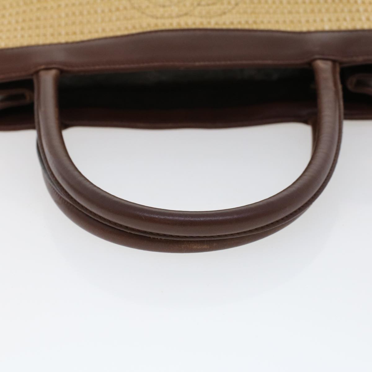 CHANEL Tote Bag Straw Beige CC Auth am4543