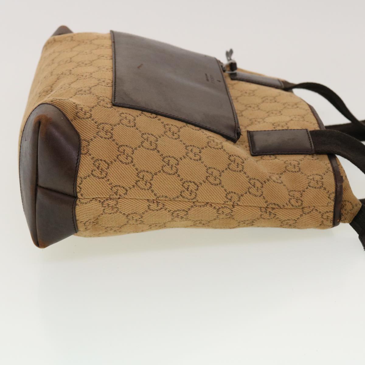 GUCCI GG Canvas Tote Bag Leather Beige 28893  am4545