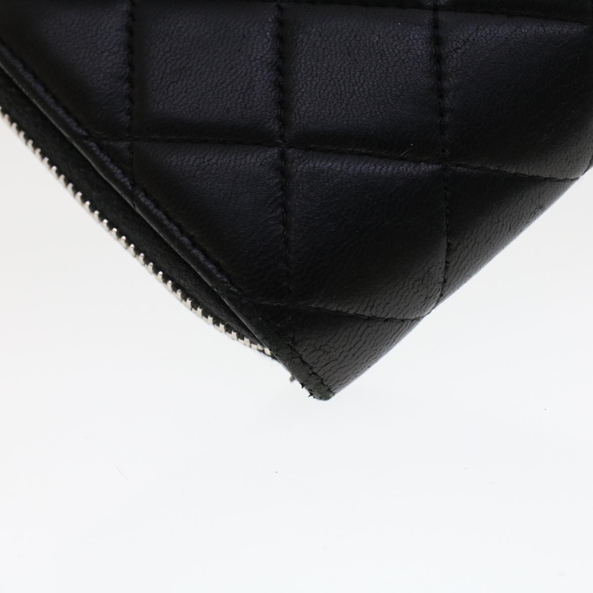 Top Quality Chanel Long Wallet Lamb Skin Black CC Auth am4587