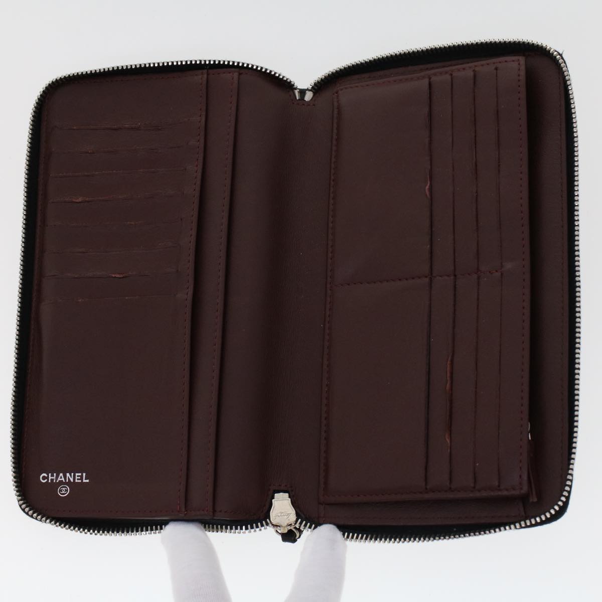 Top Quality Chanel Long Wallet Lamb Skin Black CC Auth am4587