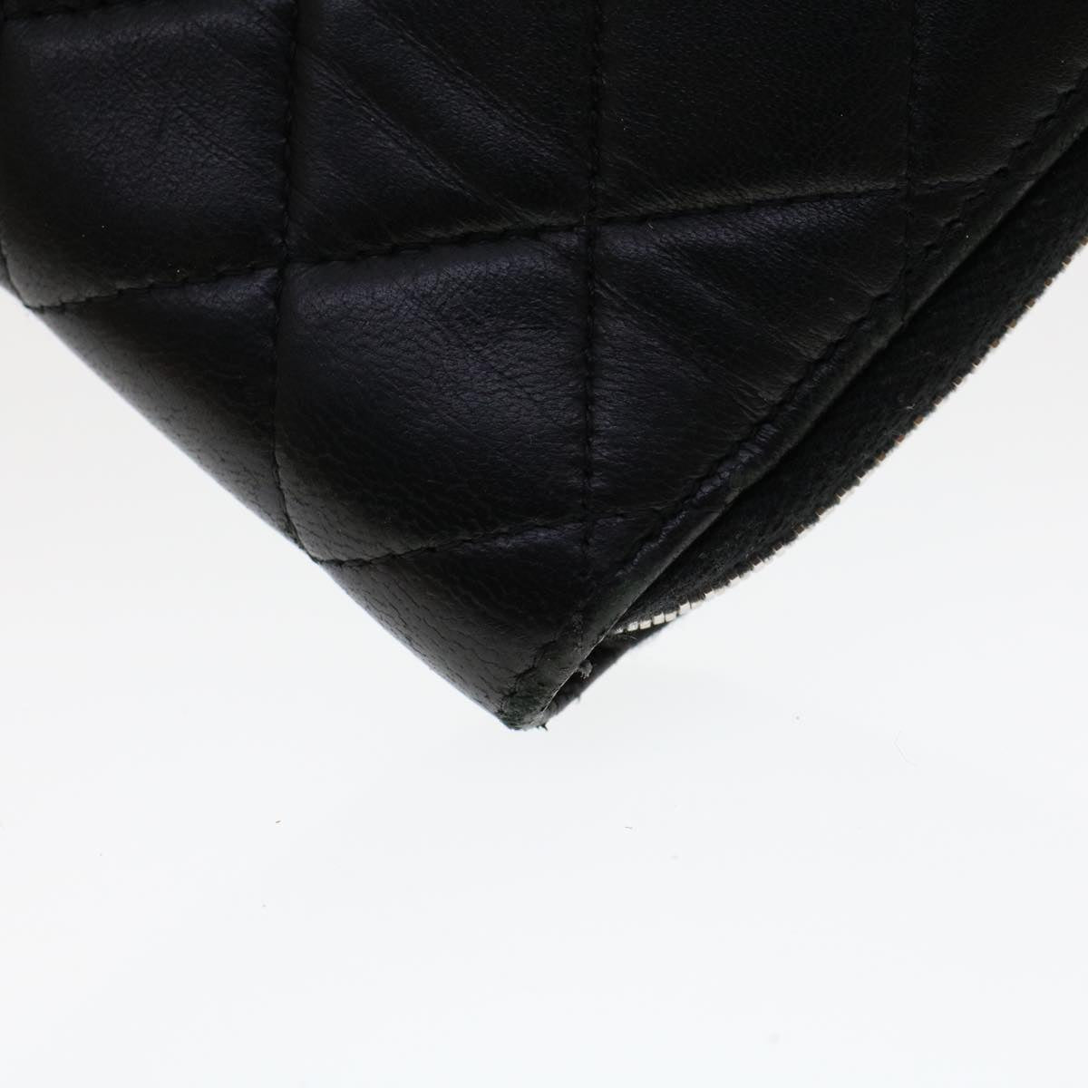 Top Quality Chanel Long Wallet Lamb Skin Black CC Auth am4587