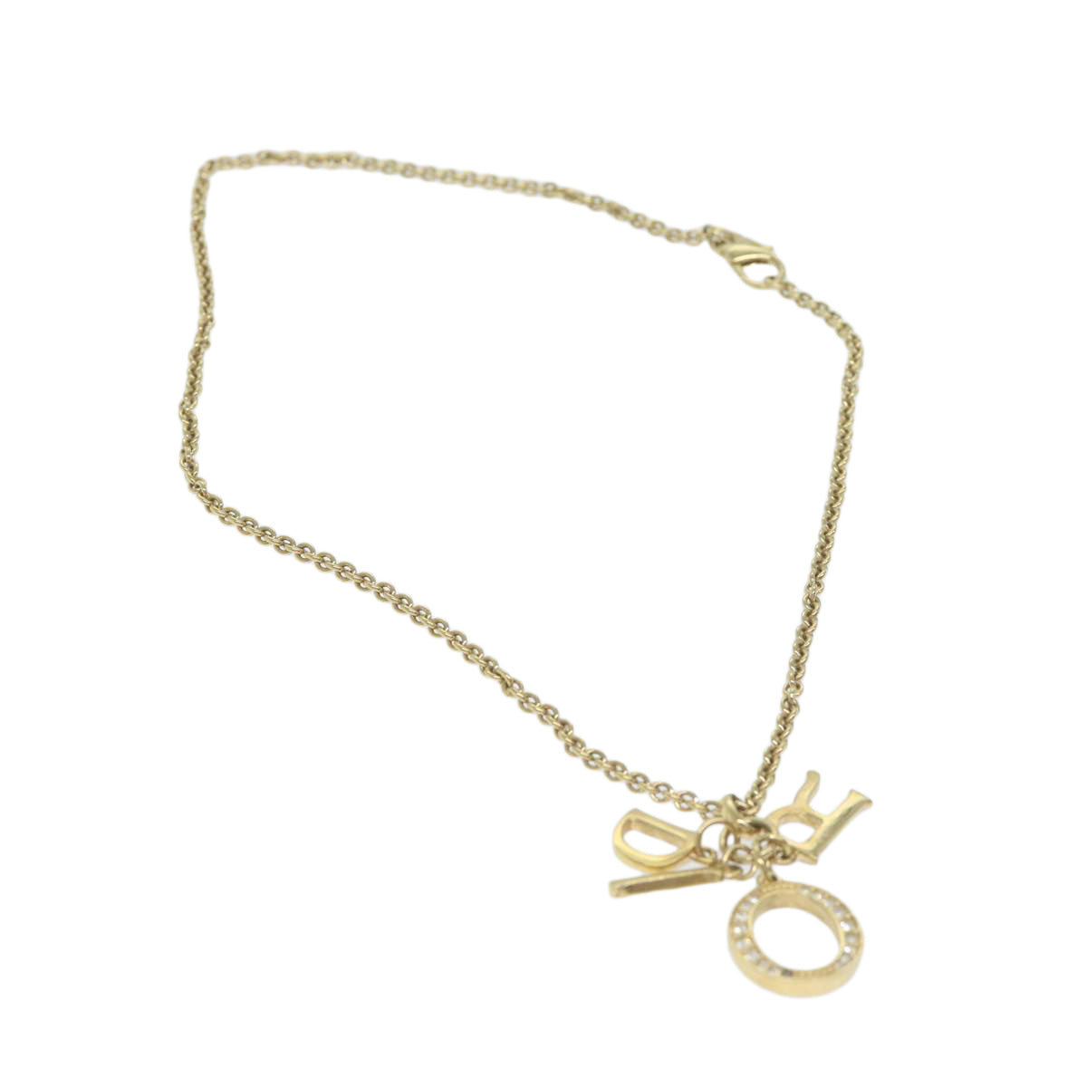 CHRISTIAN DIOR Necklace metal Gold Auth am5526