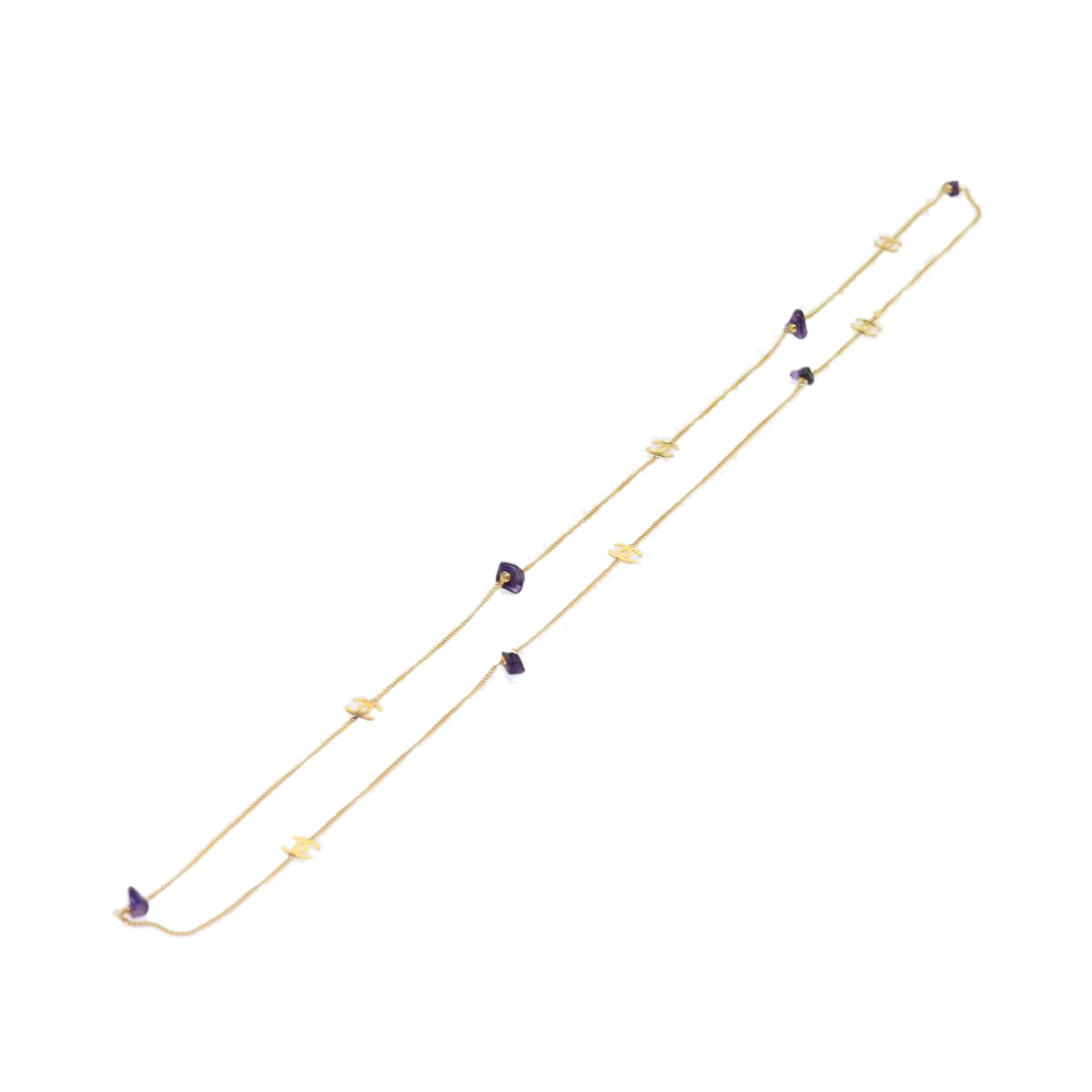 Top Quality Chanel COCO Mark Stone Necklace Gold CC Auth am5561