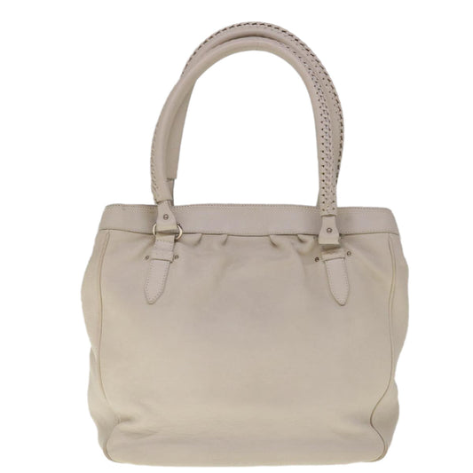 CHRISTIAN DIOR Tote Bag Leather White Auth am5702