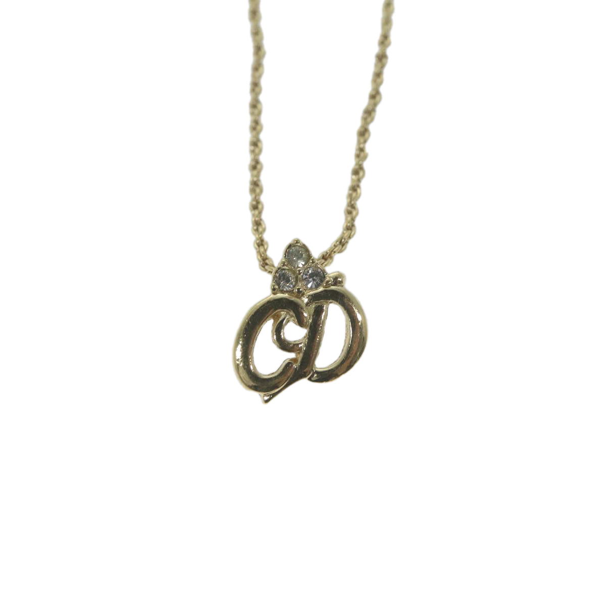 CHRISTIAN DIOR Necklace metal Gold Auth am5774