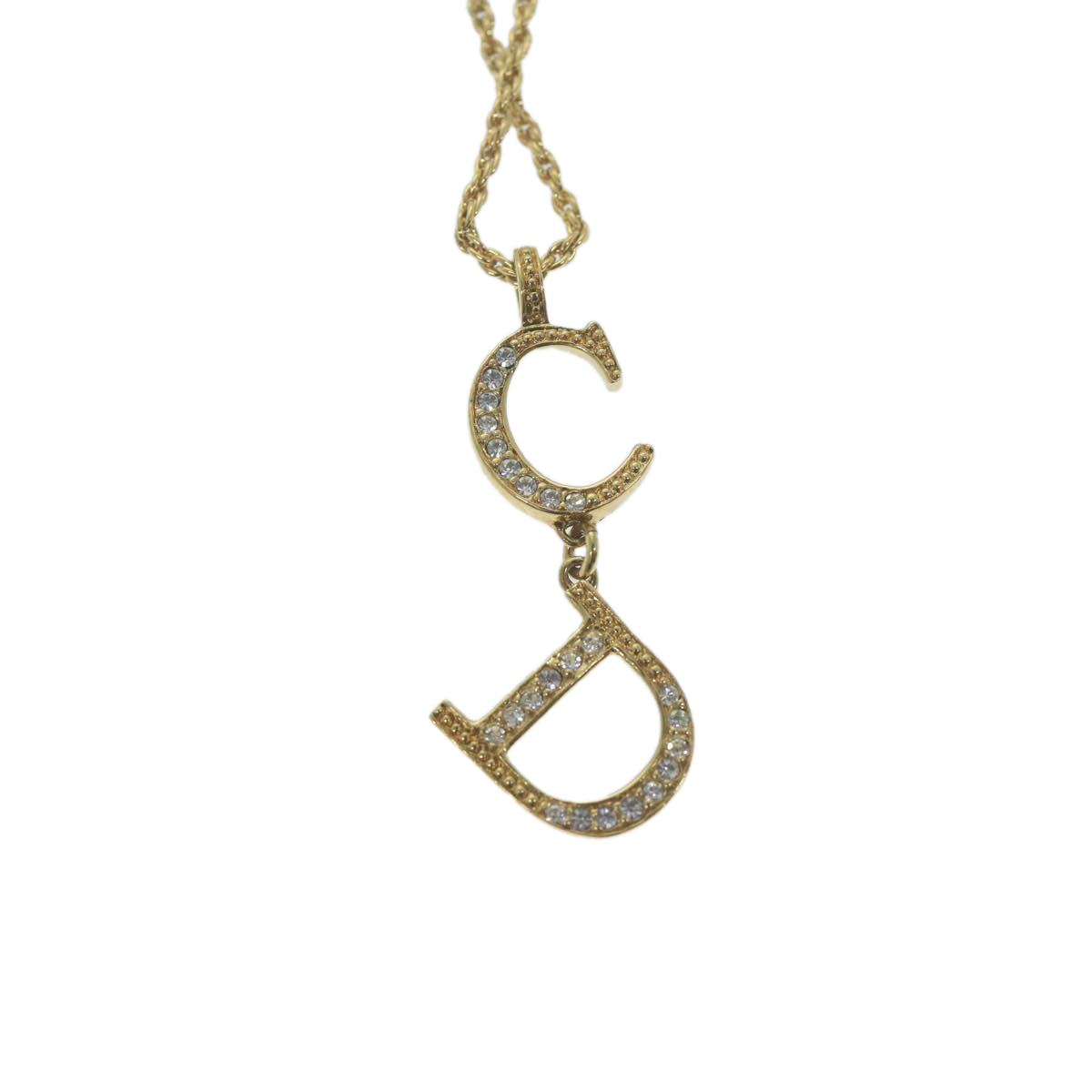 CHRISTIAN DIOR Necklace metal Gold Auth am5777
