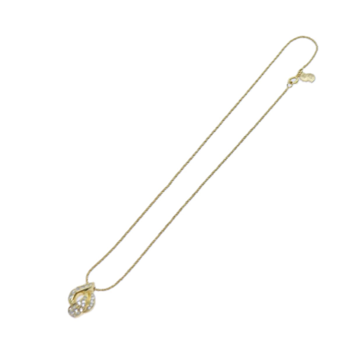 CHRISTIAN DIOR Earring Necklace Set Gold Auth am6081