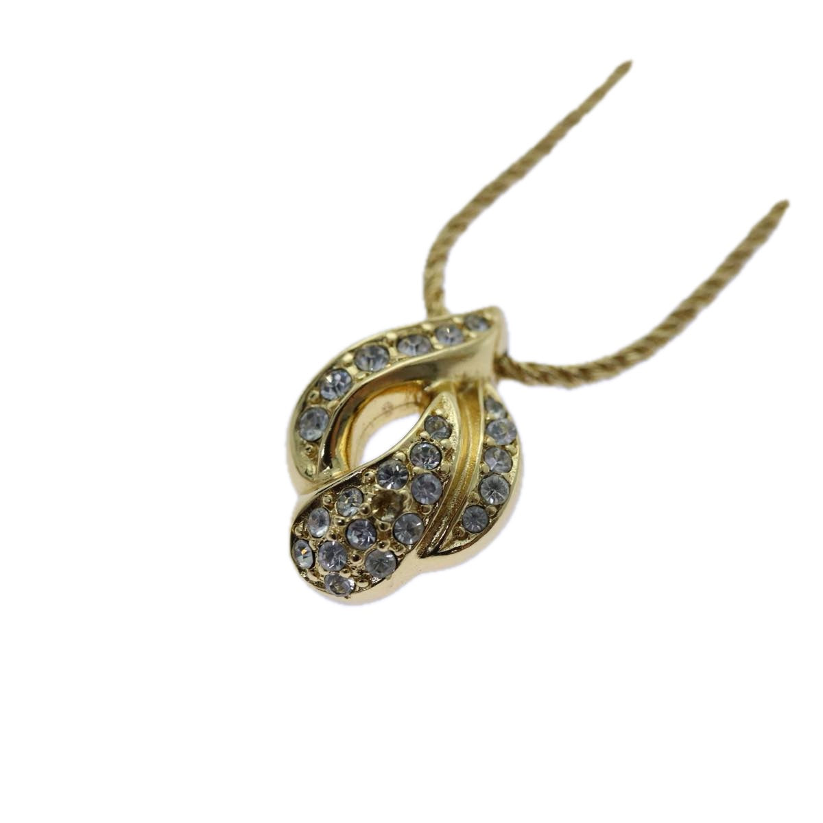 CHRISTIAN DIOR Earring Necklace Set Gold Auth am6081