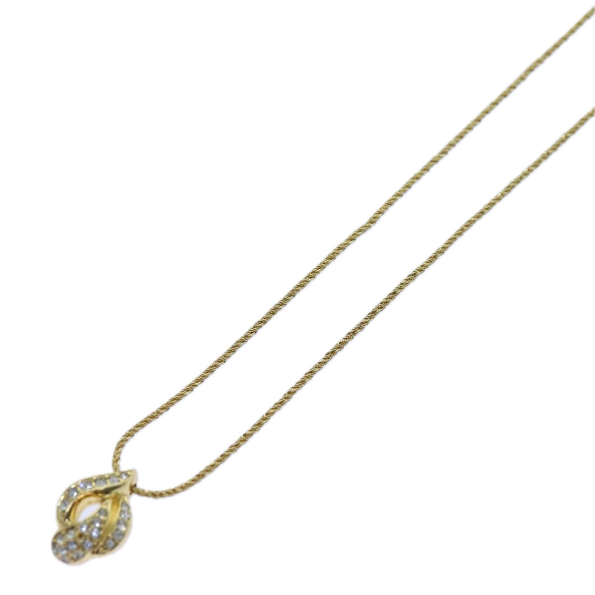 CHRISTIAN DIOR Earring Necklace Set Gold Auth am6081