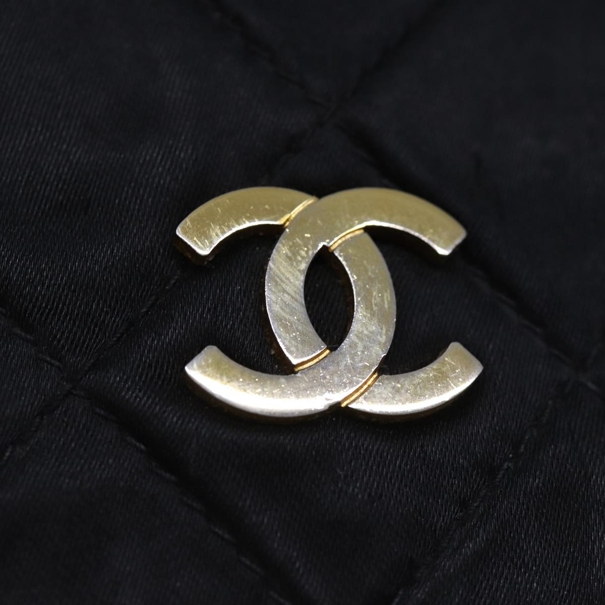 Top Quality Chanel Matelasse Chain Shoulder Bag Satin Black CC Auth am6152A