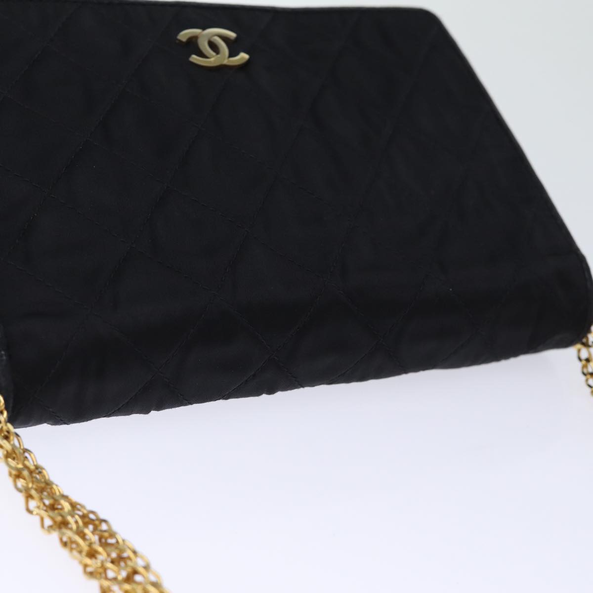 Top Quality Chanel Matelasse Chain Shoulder Bag Satin Black CC Auth am6152A