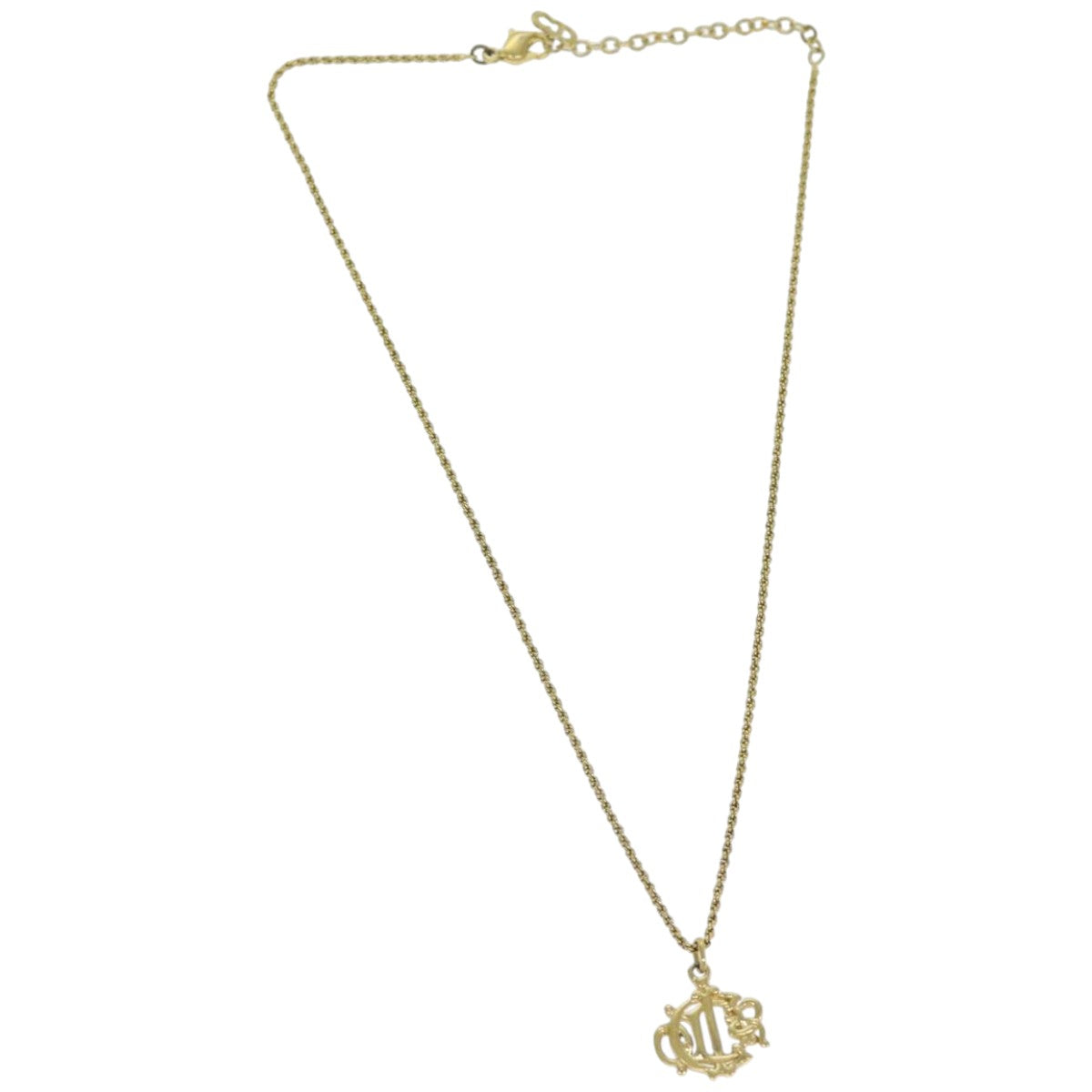 CHRISTIAN DIOR Necklace Metal Gold Auth am6178