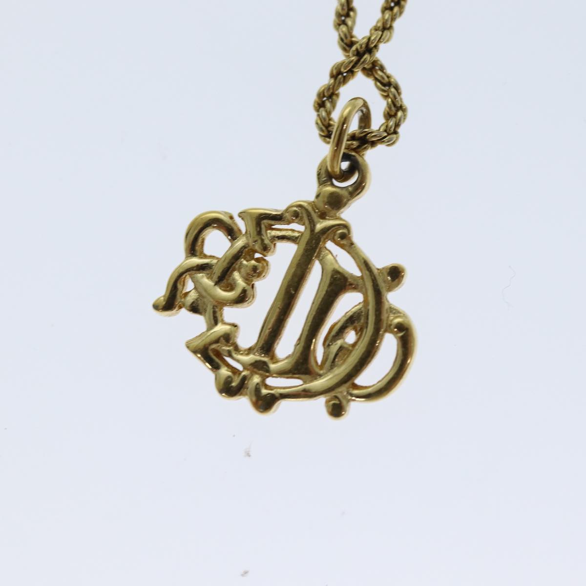 CHRISTIAN DIOR Necklace Metal Gold Auth am6178