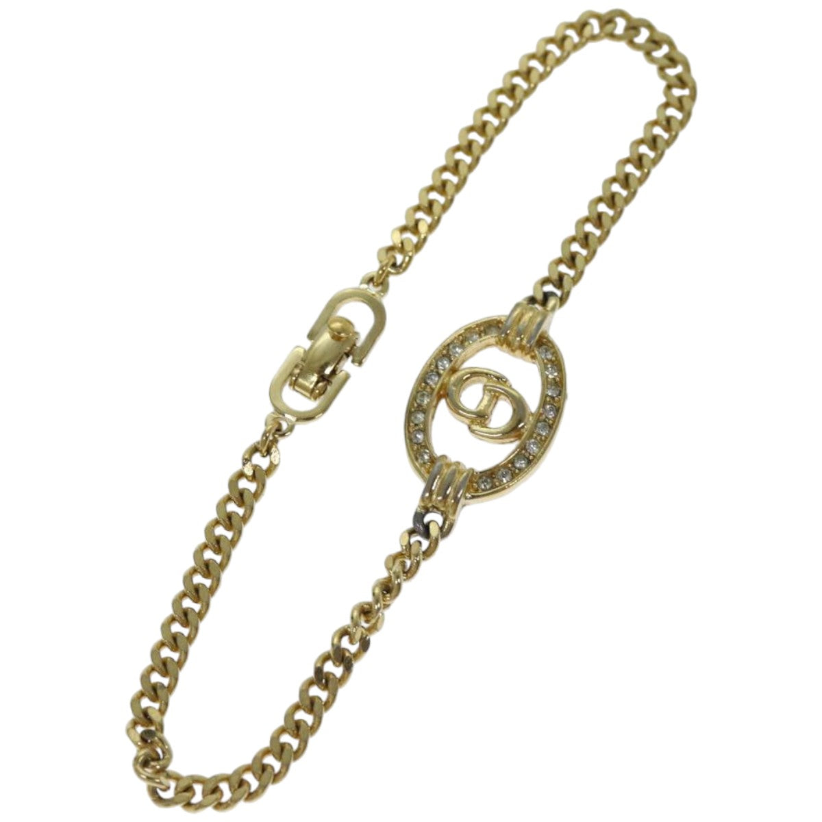 CHRISTIAN DIOR Bracelet Metal Gold Auth am6179