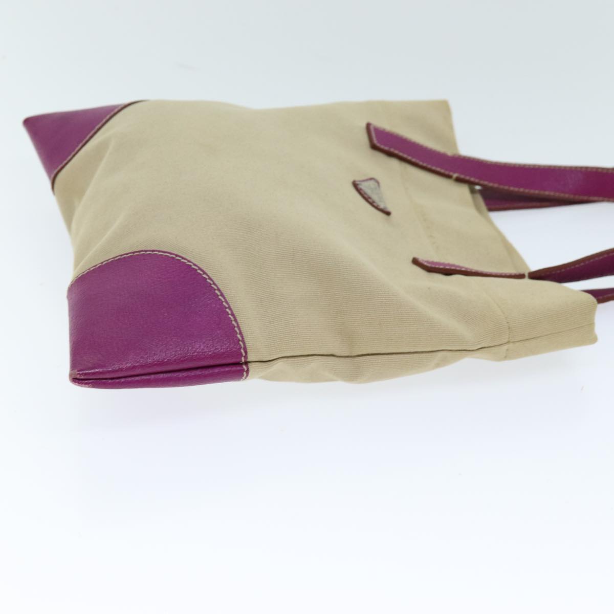 PRADA Tote Bag Canvas Beige Auth am6227