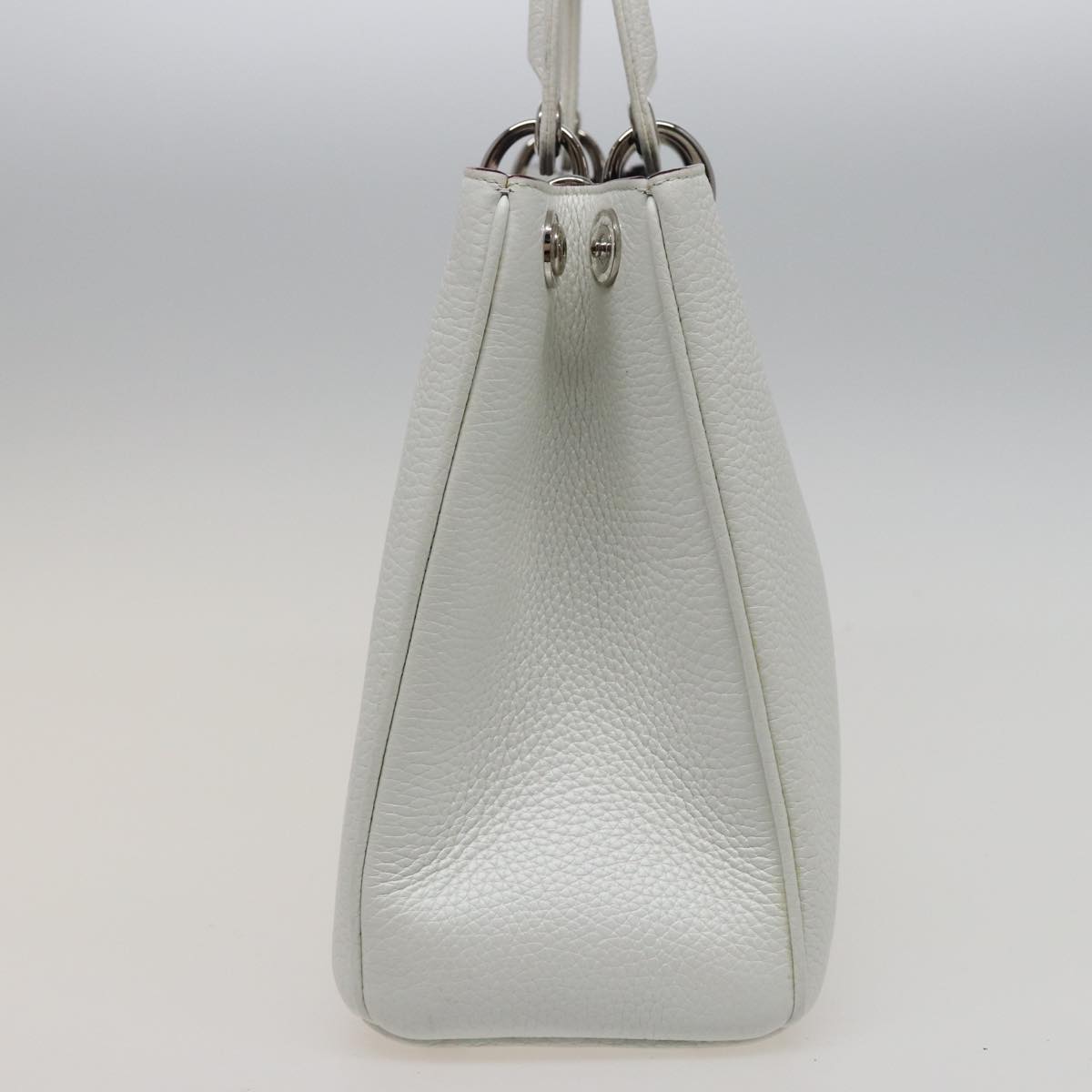 CHRISTIAN DIOR Diorissimo Hand Bag Leather 2way White Auth am6412A