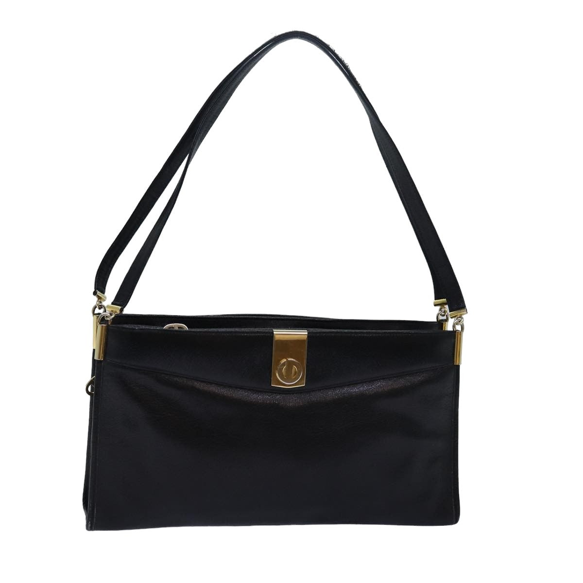 CHRISTIAN DIOR Shoulder Bag Leather Black Auth am6475