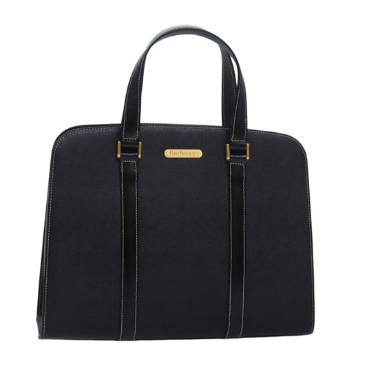 BurberrySs Hand Bag Leather Black Auth am6686