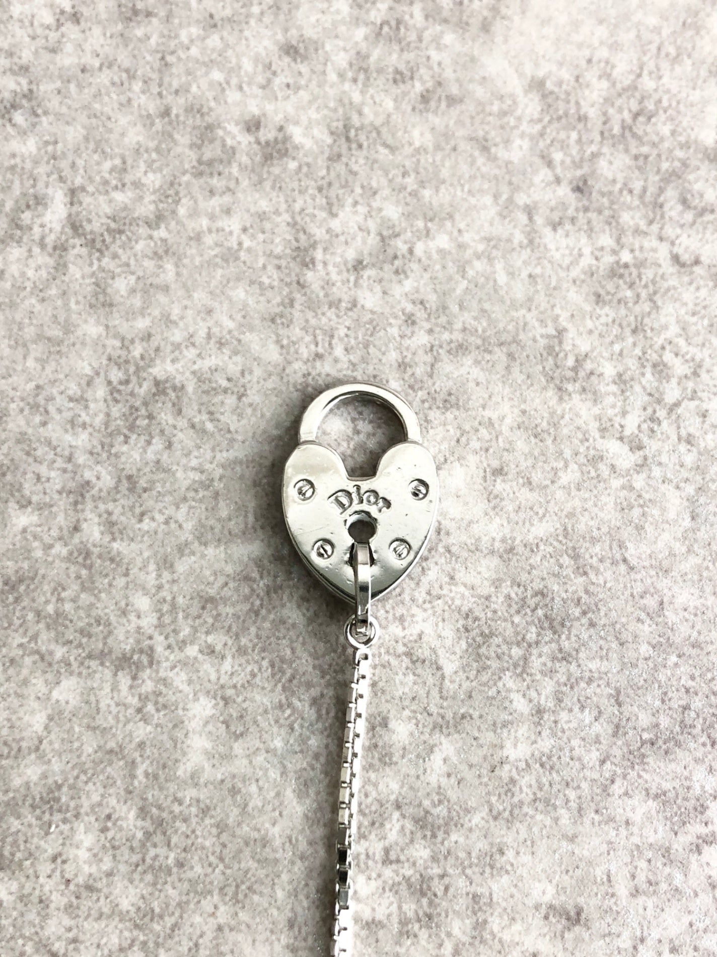 Christian Dior Heart Motif Necklace Silver Vintage cmpjwe