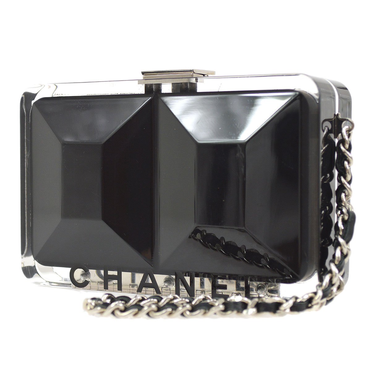 CHANEL 2004-2005 Black acrylic Evening Bag ao24589