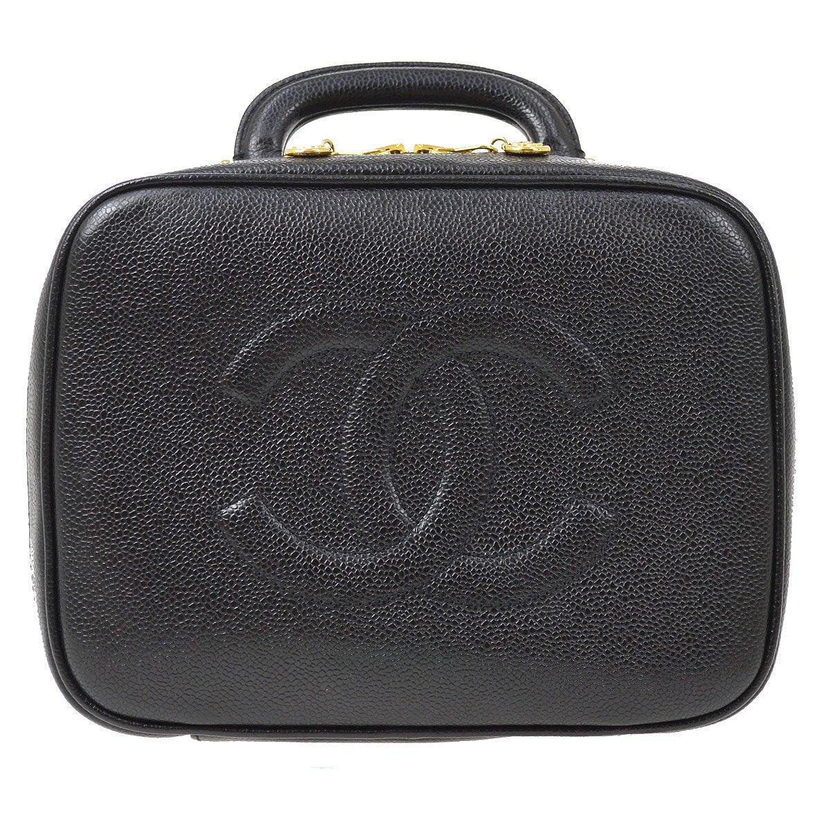 CHANEL★ 1996-1997 Lunch Box Vanity Medium Black Caviar ao28476