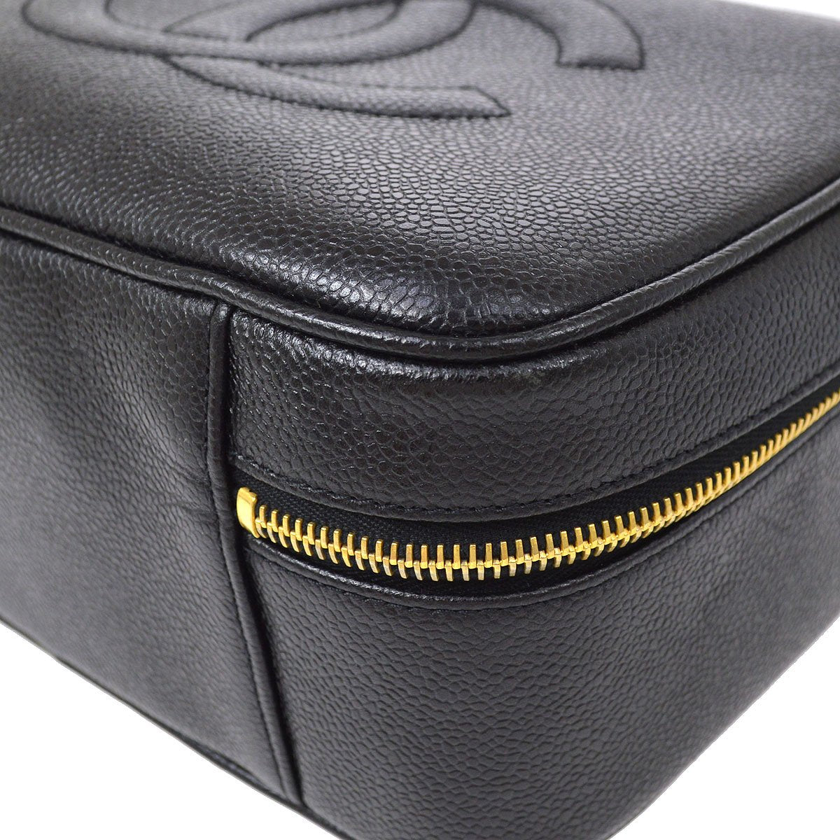 CHANEL★ 1996-1997 Lunch Box Vanity Medium Black Caviar ao28476