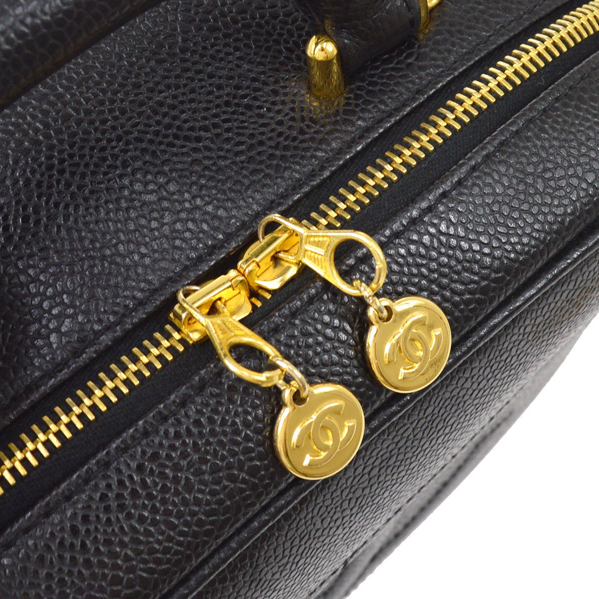 CHANEL★ 1996-1997 Lunch Box Vanity Medium Black Caviar ao28476