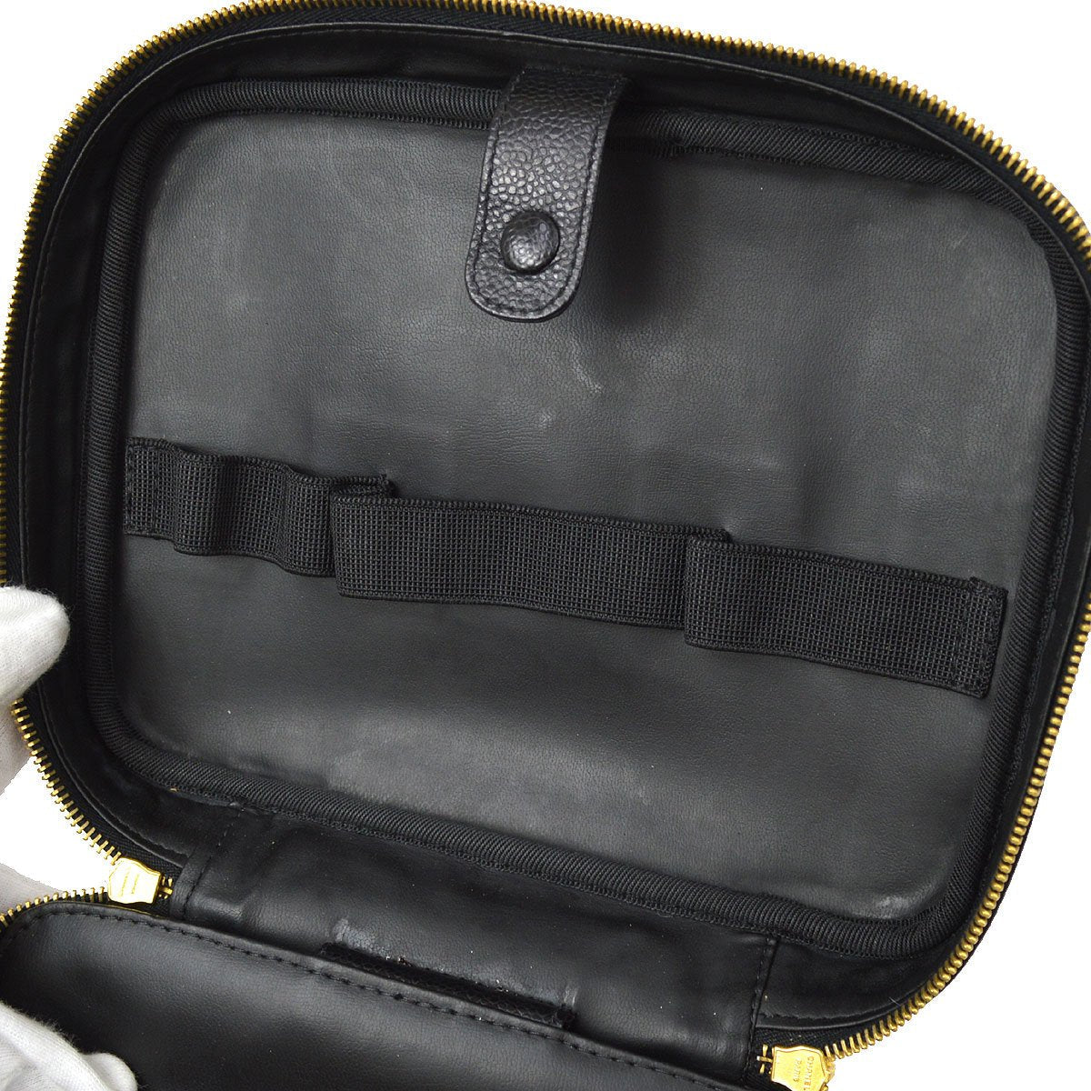 CHANEL★ 1996-1997 Lunch Box Vanity Medium Black Caviar ao28476
