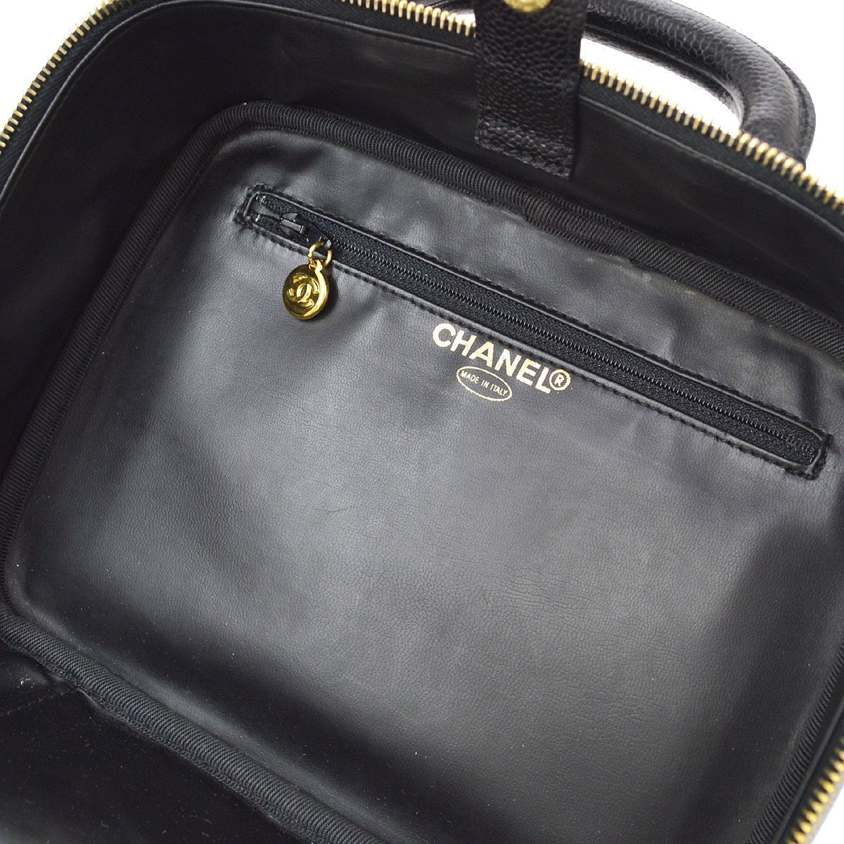CHANEL★ 1996-1997 Lunch Box Vanity Medium Black Caviar ao28476
